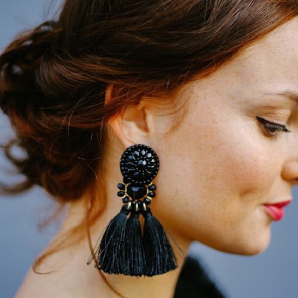 Tassel earring BLUE - Picture 2 of 2